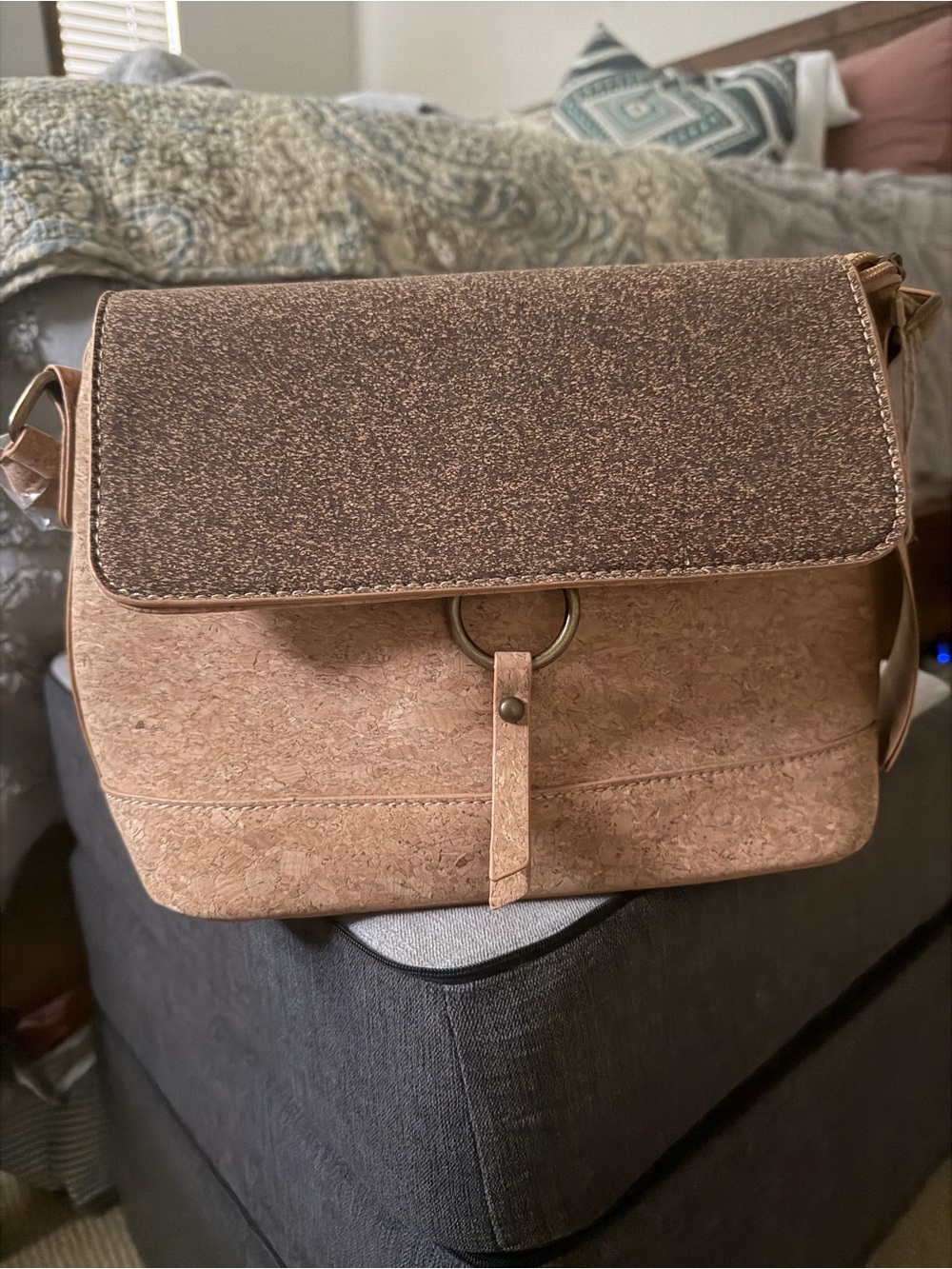 Natural Cork Crossbody Bag Flap - Natural Brown Boutique NWT